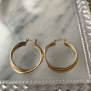 10k Triple Twist Hoop Vintage Gold Earrings